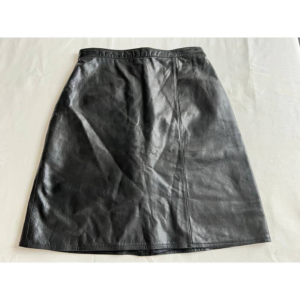 Tannery West Leather Skirt Women's Size XS Black Genuine Leather Vintage Lined